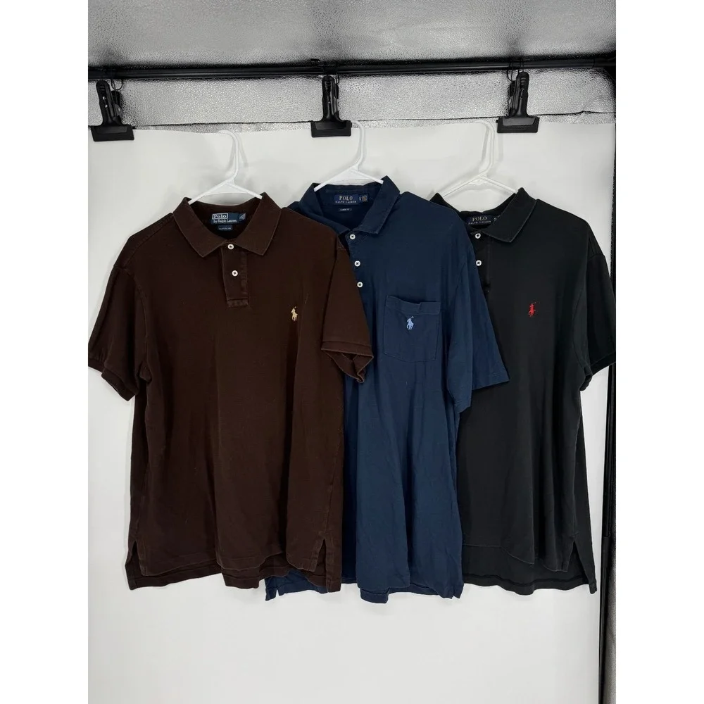 Lot Of 3 Polo Ralph Lauren Polo Shirt Solid Men XL 100% Cotton Golf Short Sleeve